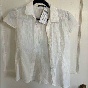 Brandy Melville White Short Sleeve Button-Up Shirt